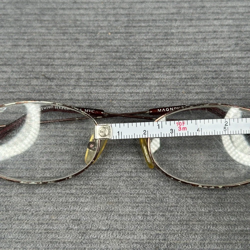 Magnivision Y2k Reading Glasses +1.50 Oval Burgundy Metal CT0107 Hyper Full MVC